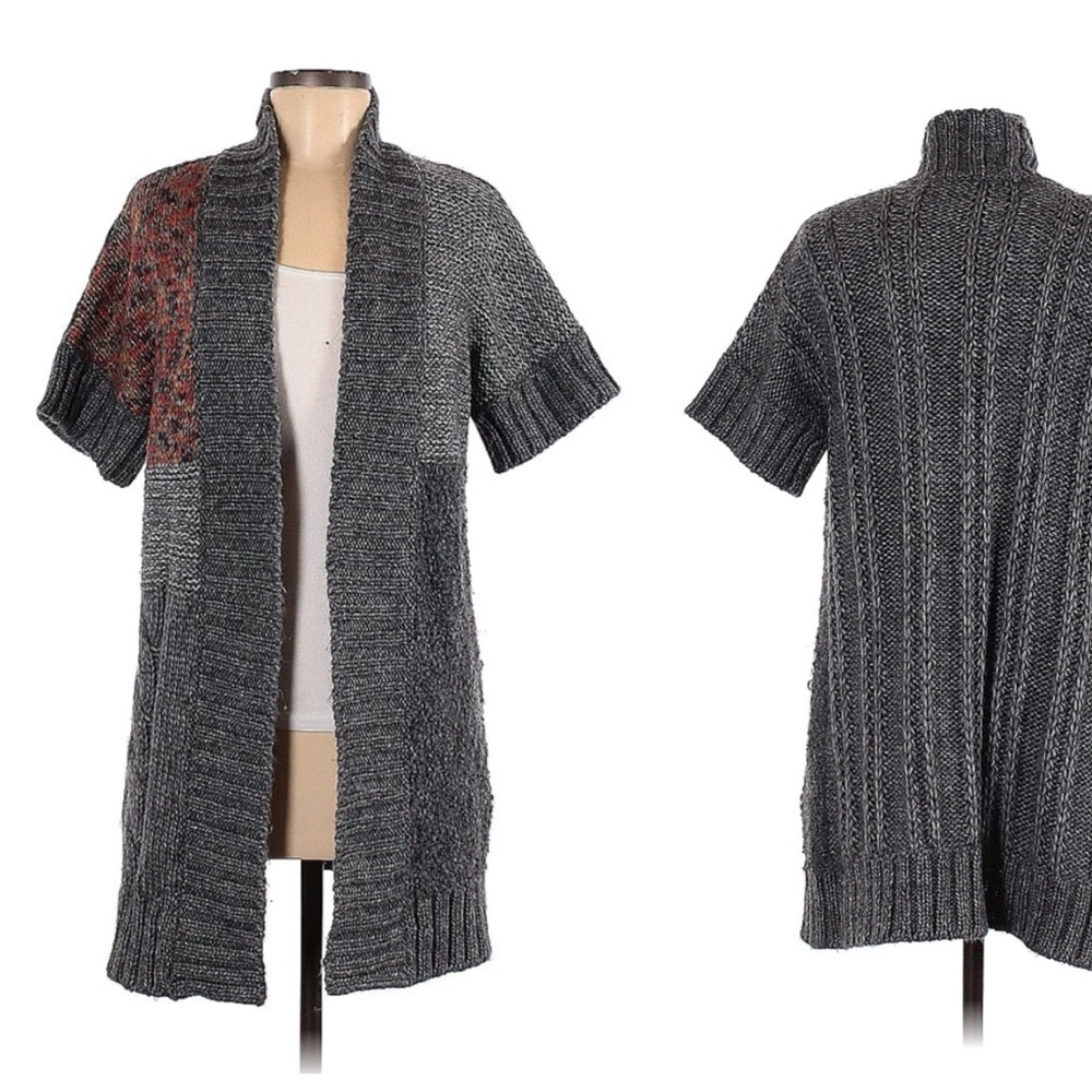 Gottardi collection sweater coat mohair wool alpaca cable knit color block Sz M